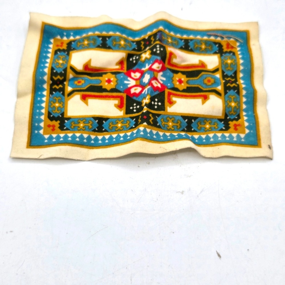 Vintage Dollhouse Miniature Printed Rug 5.5" x 4"